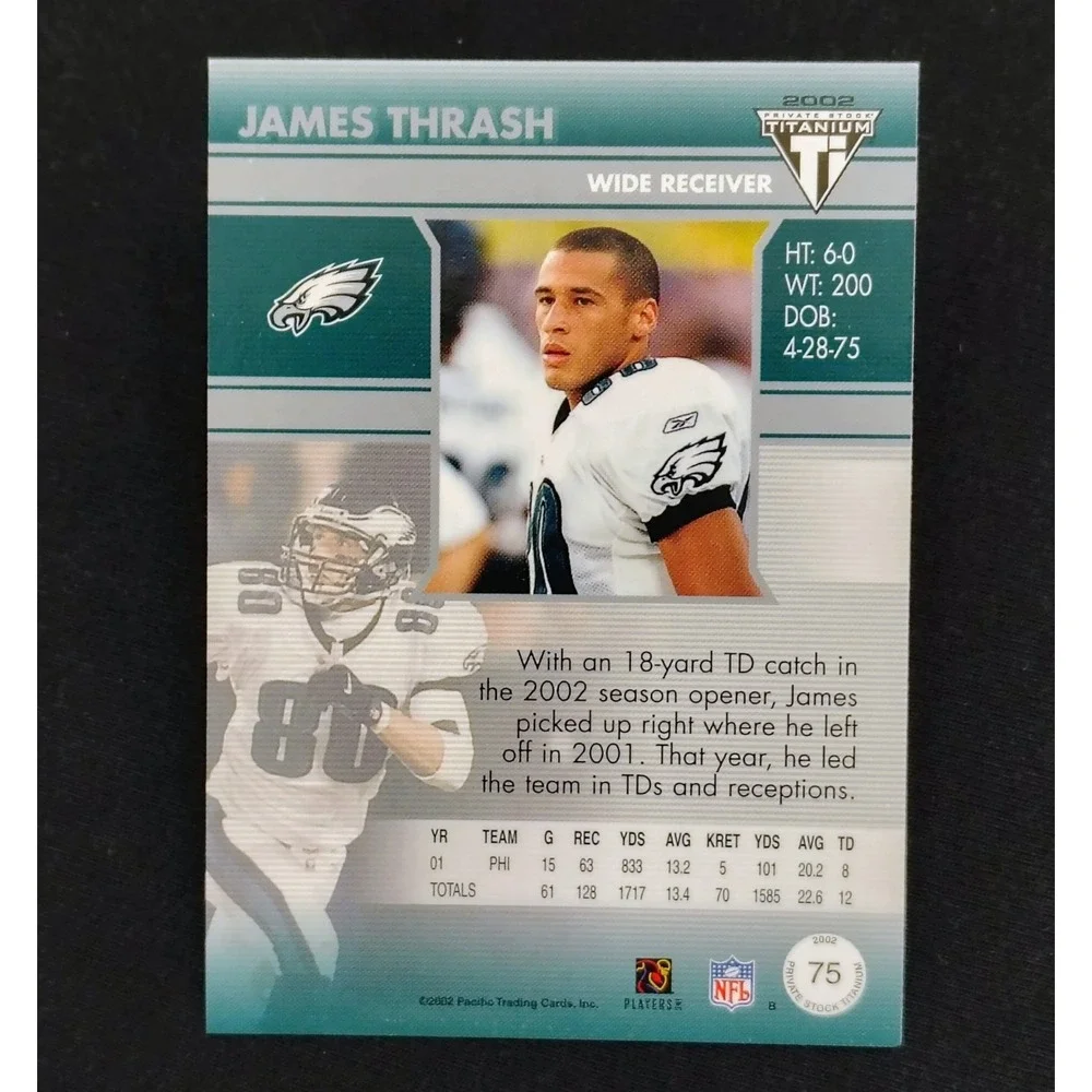 2002 Private Stock Titanium‎ James Thrash #75 NFL Philadelphia Eagles Card